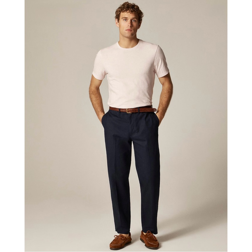 NWT J. Crew Straight-fit Creased Stretch Cotton-blend Twill Trouser Navy Blue
